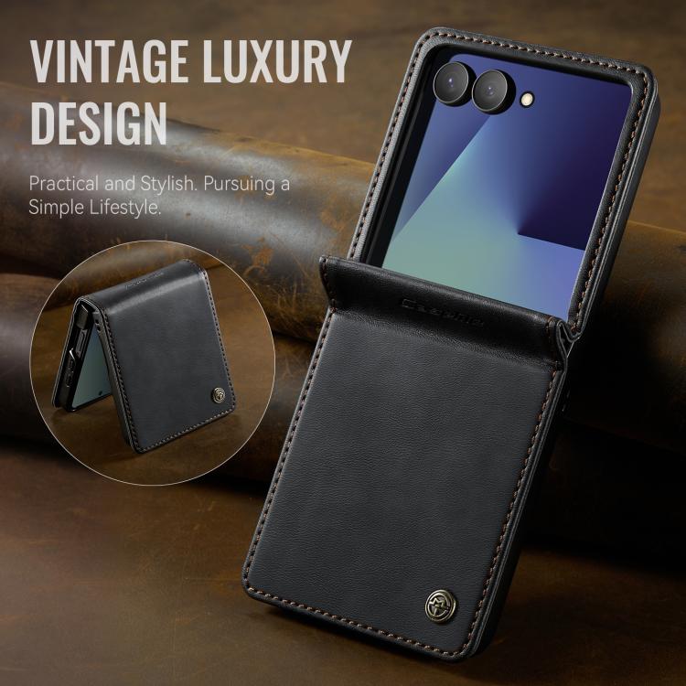For Samsung Galaxy Z Filp7 5G CaseMe 033 Calf Leather Lining Microfibre RFID Blocking Phone Case