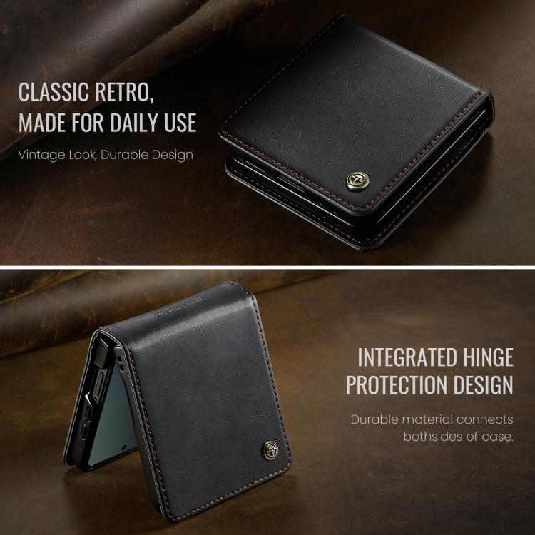 For Samsung Galaxy Z Filp7 5G CaseMe 033 Calf Leather Lining Microfibre RFID Blocking Phone Case