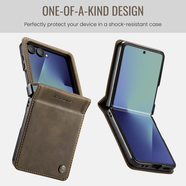 For Samsung Galaxy Z Filp7 5G CaseMe 033 Calf Leather Lining Microfibre RFID Blocking Phone Case