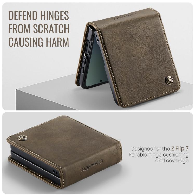 For Samsung Galaxy Z Filp7 5G CaseMe 033 Calf Leather Lining Microfibre RFID Blocking Phone Case