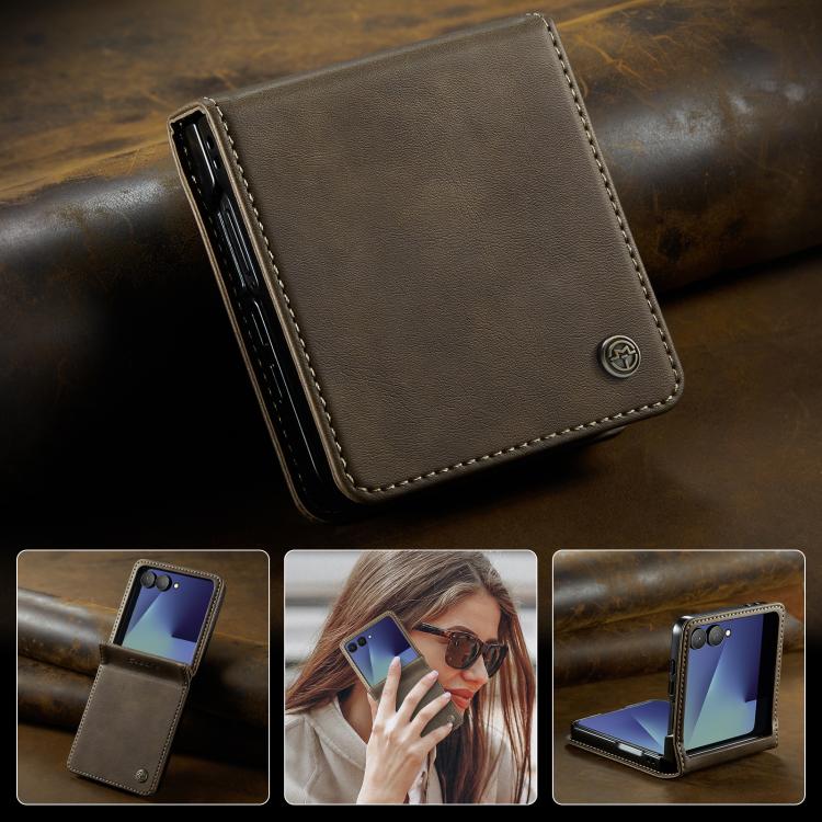 For Samsung Galaxy Z Filp7 5G CaseMe 033 Calf Leather Lining Microfibre RFID Blocking Phone Case