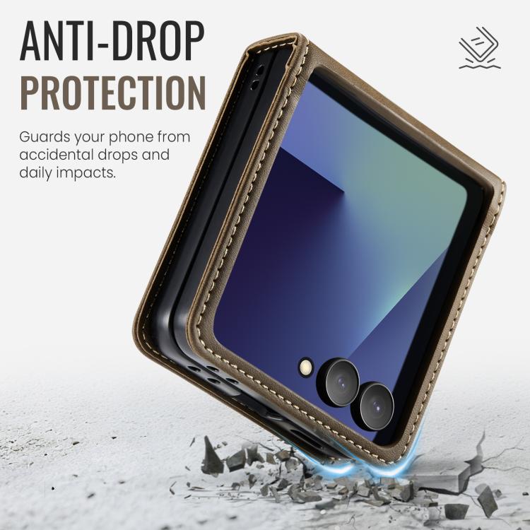 For Samsung Galaxy Z Filp7 5G CaseMe 033 Calf Leather Lining Microfibre RFID Blocking Phone Case