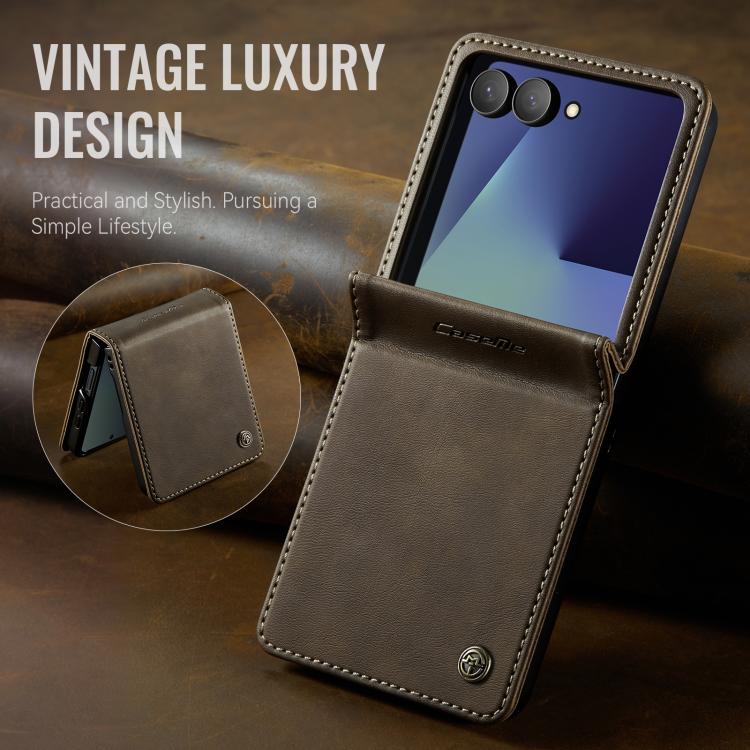For Samsung Galaxy Z Filp7 5G CaseMe 033 Calf Leather Lining Microfibre RFID Blocking Phone Case