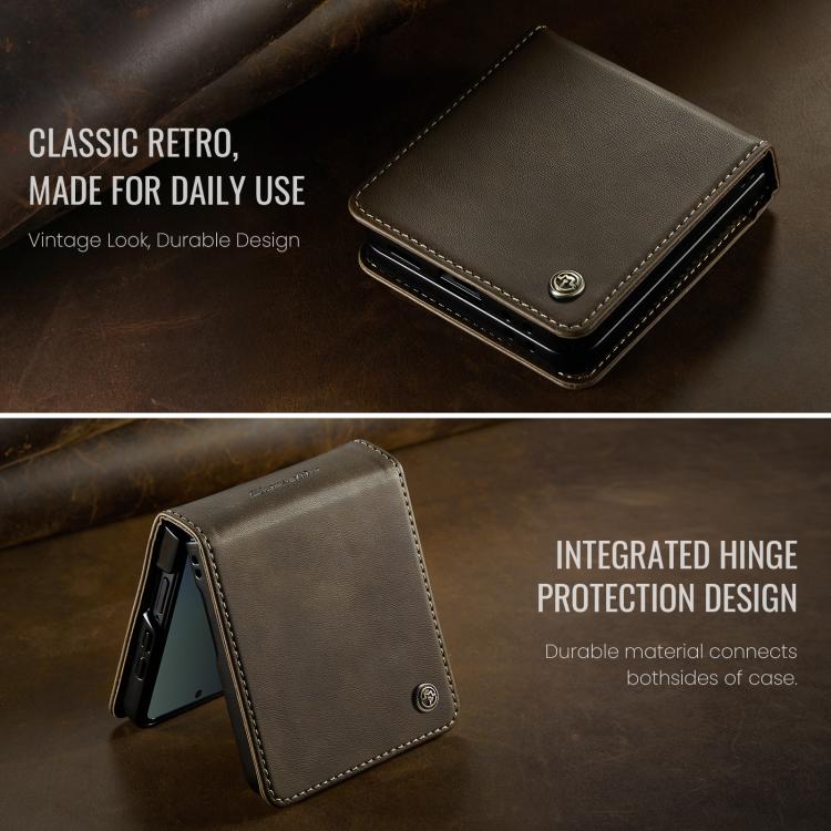 For Samsung Galaxy Z Filp7 5G CaseMe 033 Calf Leather Lining Microfibre RFID Blocking Phone Case