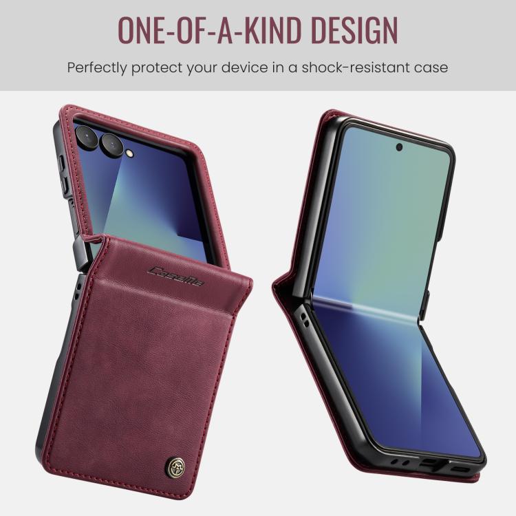 For Samsung Galaxy Z Filp7 5G CaseMe 033 Calf Leather Lining Microfibre RFID Blocking Phone Case