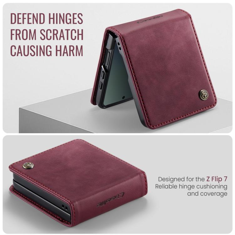 For Samsung Galaxy Z Filp7 5G CaseMe 033 Calf Leather Lining Microfibre RFID Blocking Phone Case