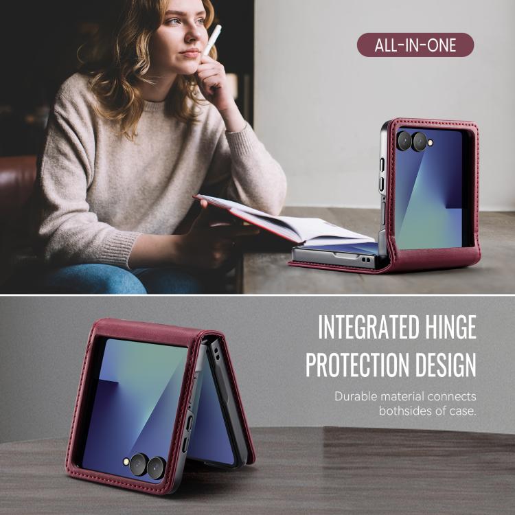For Samsung Galaxy Z Filp7 5G CaseMe 033 Calf Leather Lining Microfibre RFID Blocking Phone Case