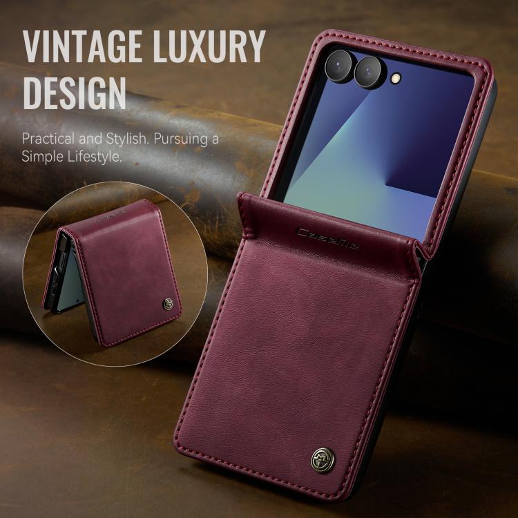For Samsung Galaxy Z Filp7 5G CaseMe 033 Calf Leather Lining Microfibre RFID Blocking Phone Case