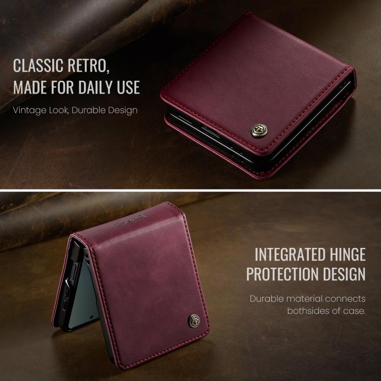 For Samsung Galaxy Z Filp7 5G CaseMe 033 Calf Leather Lining Microfibre RFID Blocking Phone Case