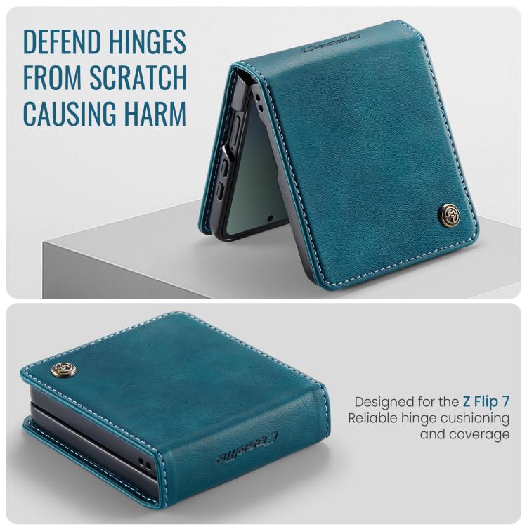 For Samsung Galaxy Z Filp7 5G CaseMe 033 Calf Leather Lining Microfibre RFID Blocking Phone Case
