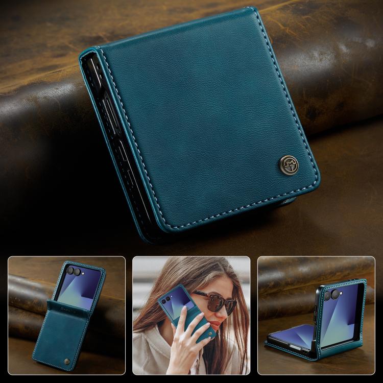 For Samsung Galaxy Z Filp7 5G CaseMe 033 Calf Leather Lining Microfibre RFID Blocking Phone Case