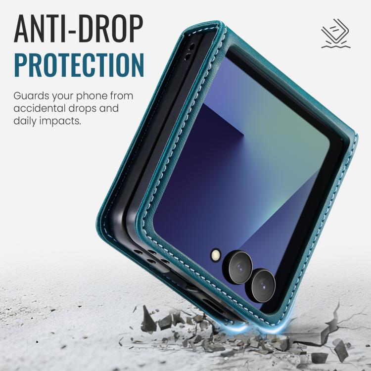 For Samsung Galaxy Z Filp7 5G CaseMe 033 Calf Leather Lining Microfibre RFID Blocking Phone Case