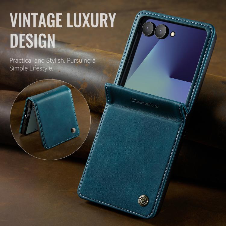 For Samsung Galaxy Z Filp7 5G CaseMe 033 Calf Leather Lining Microfibre RFID Blocking Phone Case