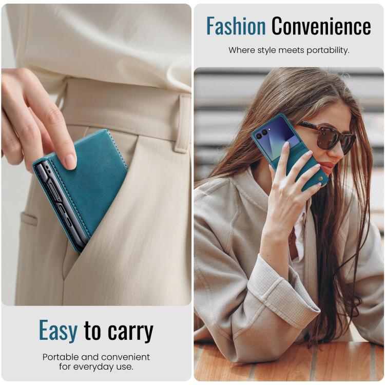 For Samsung Galaxy Z Filp7 5G CaseMe 033 Calf Leather Lining Microfibre RFID Blocking Phone Case