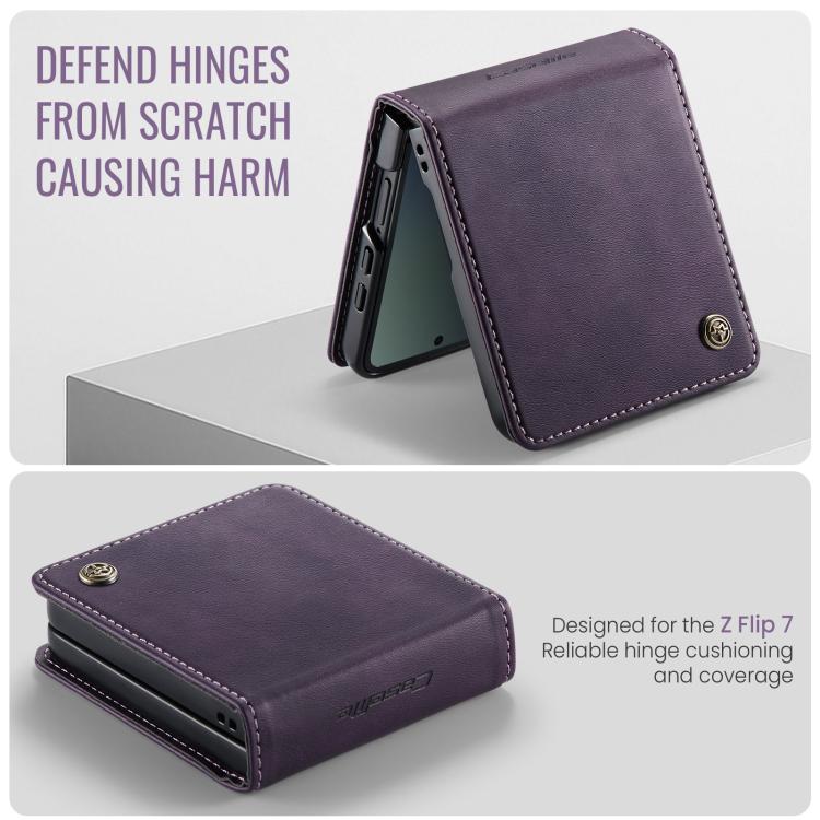 For Samsung Galaxy Z Filp7 5G CaseMe 033 Calf Leather Lining Microfibre RFID Blocking Phone Case