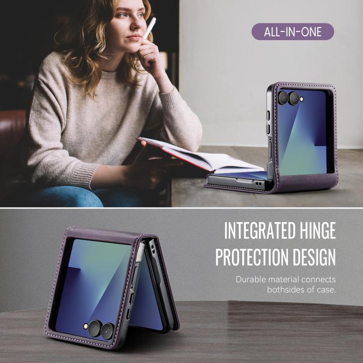 For Samsung Galaxy Z Filp7 5G CaseMe 033 Calf Leather Lining Microfibre RFID Blocking Phone Case