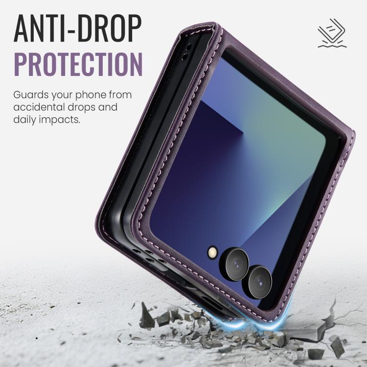 For Samsung Galaxy Z Filp7 5G CaseMe 033 Calf Leather Lining Microfibre RFID Blocking Phone Case