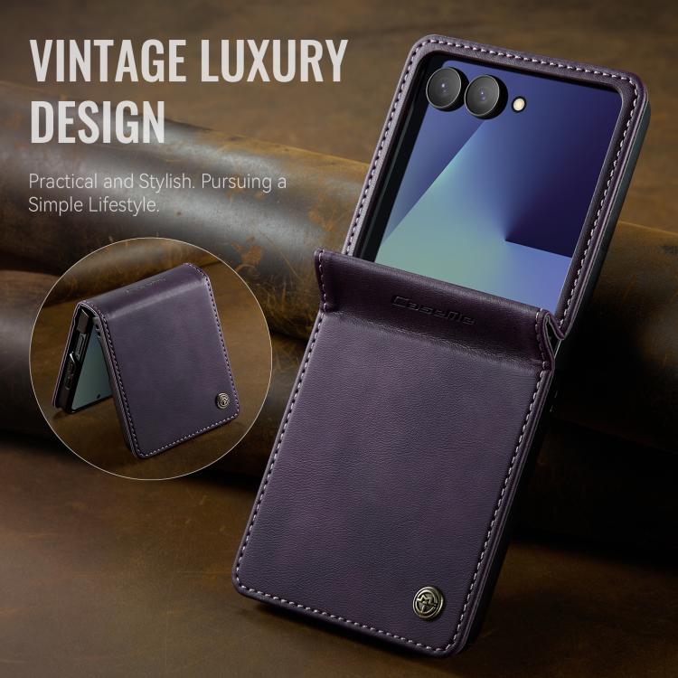 For Samsung Galaxy Z Filp7 5G CaseMe 033 Calf Leather Lining Microfibre RFID Blocking Phone Case