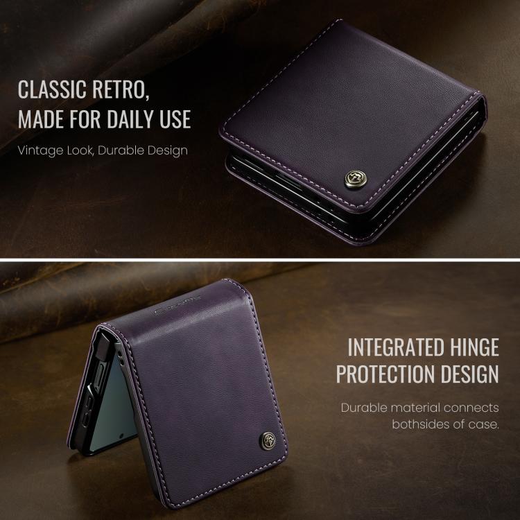 For Samsung Galaxy Z Filp7 5G CaseMe 033 Calf Leather Lining Microfibre RFID Blocking Phone Case