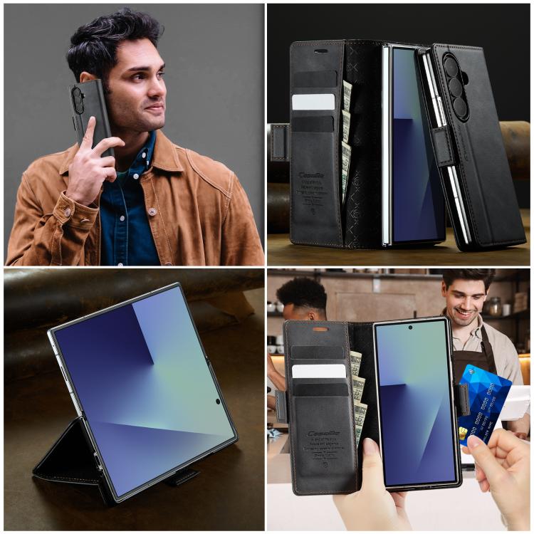 For Samsung Galaxy Z Fold7 5G CaseMe 033 Calf Leather Lining Microfibre RFID Blocking Phone Case
