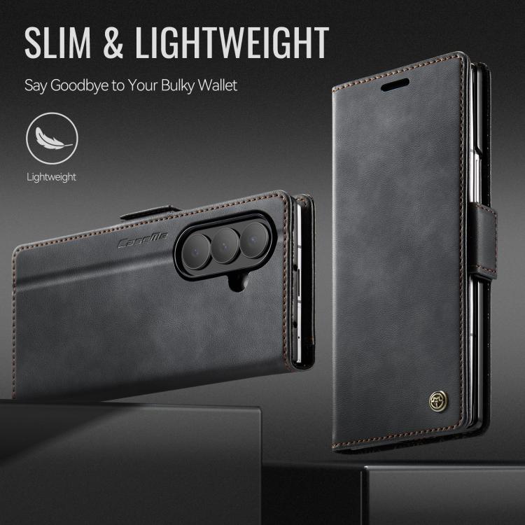 For Samsung Galaxy Z Fold7 5G CaseMe 033 Calf Leather Lining Microfibre RFID Blocking Phone Case