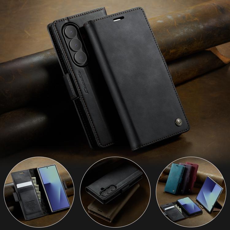 For Samsung Galaxy Z Fold7 5G CaseMe 033 Calf Leather Lining Microfibre RFID Blocking Phone Case