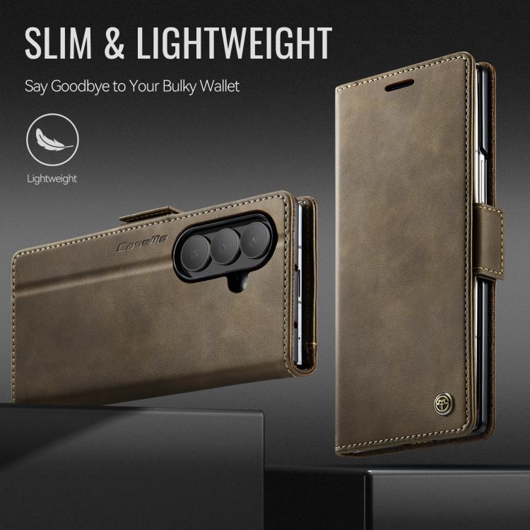 For Samsung Galaxy Z Fold7 5G CaseMe 033 Calf Leather Lining Microfibre RFID Blocking Phone Case
