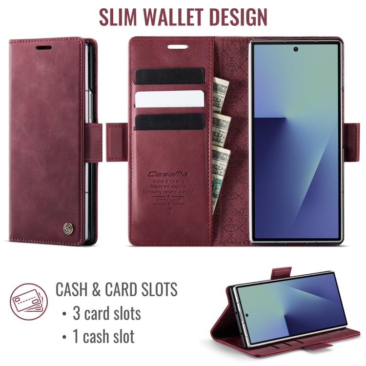 For Samsung Galaxy Z Fold7 5G CaseMe 033 Calf Leather Lining Microfibre RFID Blocking Phone Case