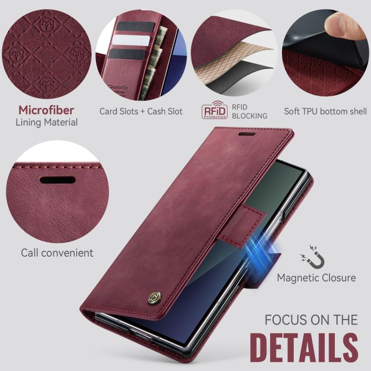 For Samsung Galaxy Z Fold7 5G CaseMe 033 Calf Leather Lining Microfibre RFID Blocking Phone Case