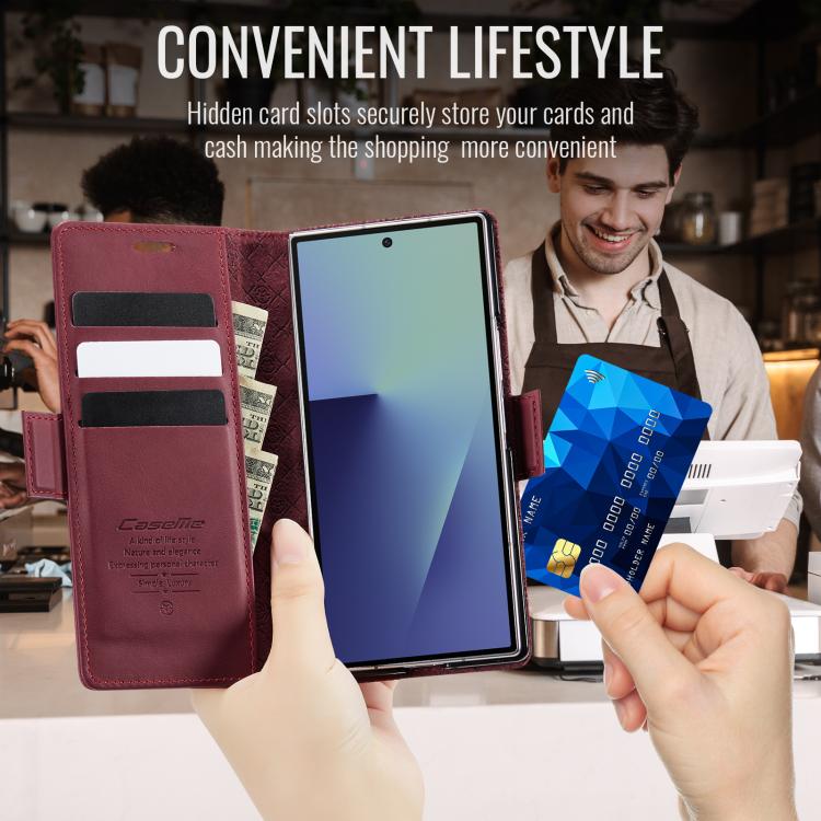For Samsung Galaxy Z Fold7 5G CaseMe 033 Calf Leather Lining Microfibre RFID Blocking Phone Case