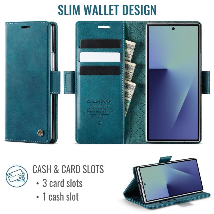 For Samsung Galaxy Z Fold7 5G CaseMe 033 Calf Leather Lining Microfibre RFID Blocking Phone Case