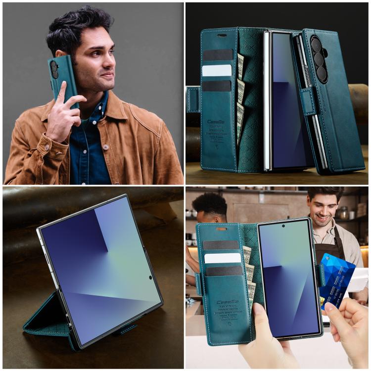 For Samsung Galaxy Z Fold7 5G CaseMe 033 Calf Leather Lining Microfibre RFID Blocking Phone Case