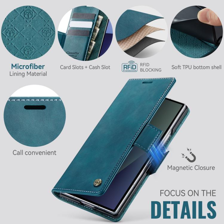For Samsung Galaxy Z Fold7 5G CaseMe 033 Calf Leather Lining Microfibre RFID Blocking Phone Case