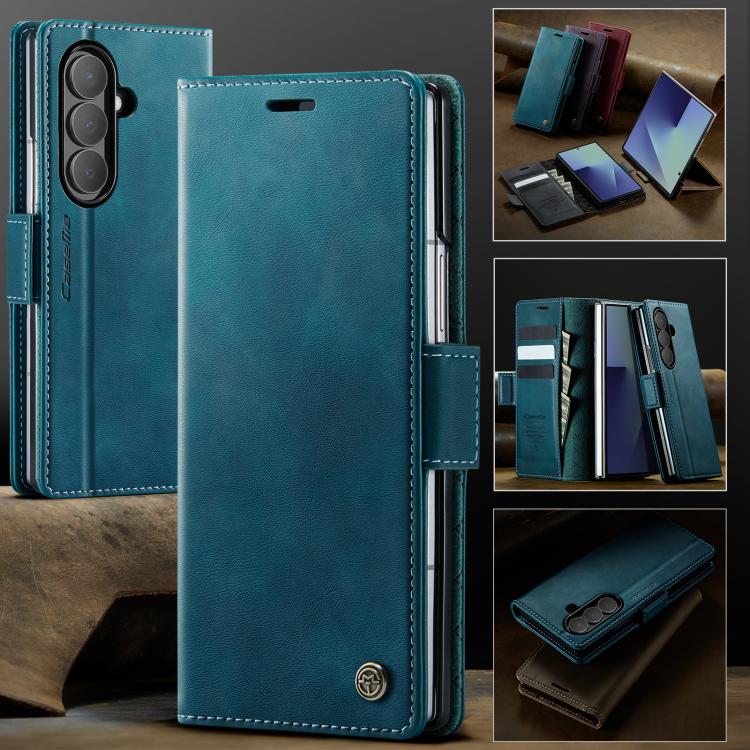 For Samsung Galaxy Z Fold7 5G CaseMe 033 Calf Leather Lining Microfibre RFID Blocking Phone Case