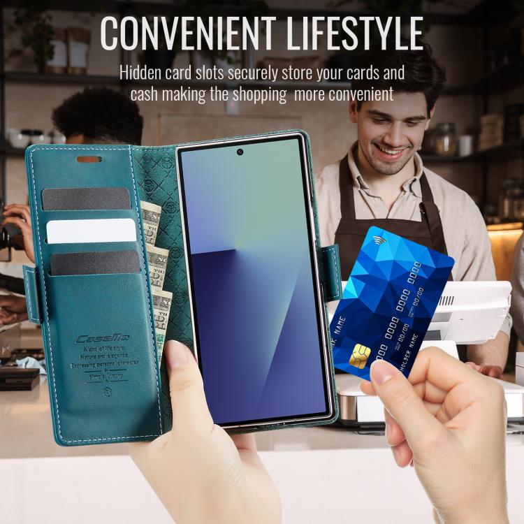 For Samsung Galaxy Z Fold7 5G CaseMe 033 Calf Leather Lining Microfibre RFID Blocking Phone Case