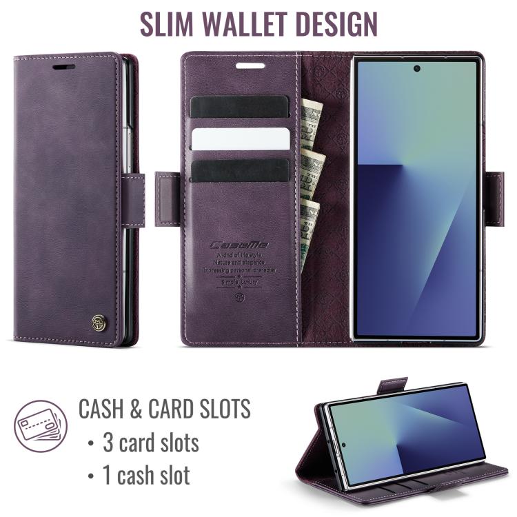 For Samsung Galaxy Z Fold7 5G CaseMe 033 Calf Leather Lining Microfibre RFID Blocking Phone Case