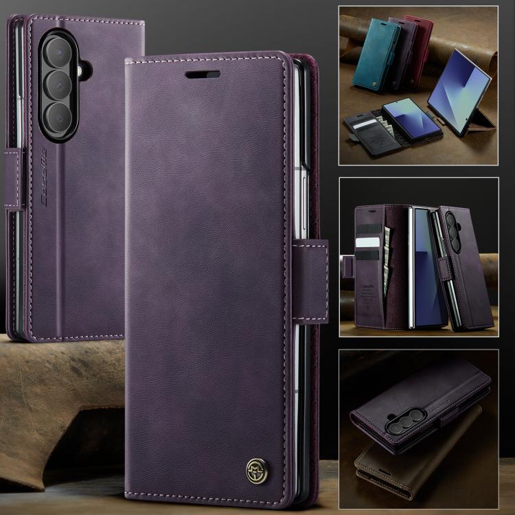 For Samsung Galaxy Z Fold7 5G CaseMe 033 Calf Leather Lining Microfibre RFID Blocking Phone Case