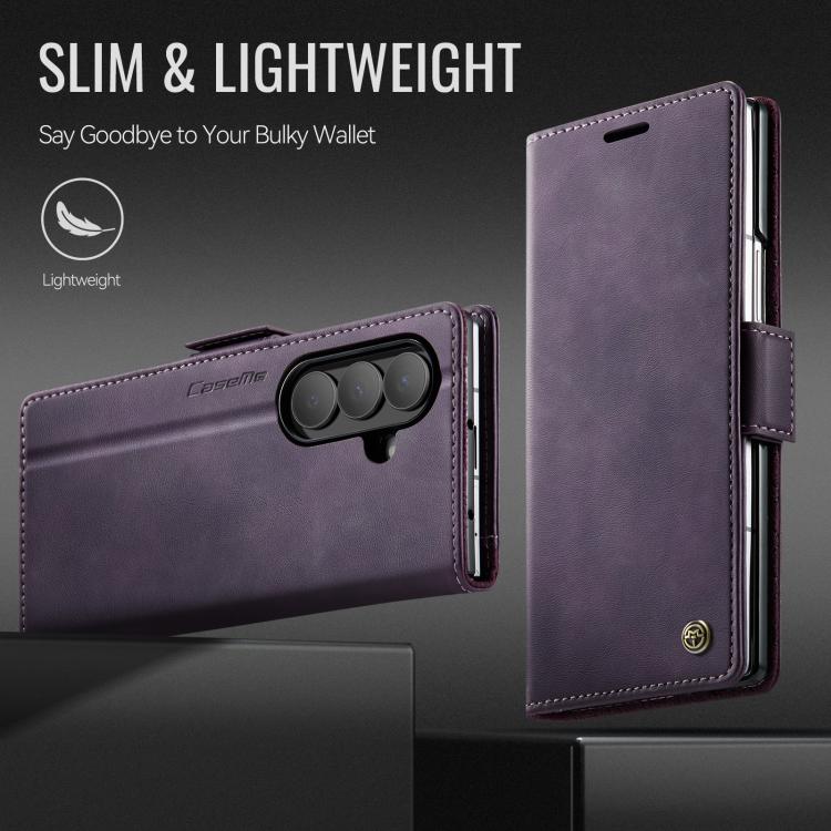 For Samsung Galaxy Z Fold7 5G CaseMe 033 Calf Leather Lining Microfibre RFID Blocking Phone Case