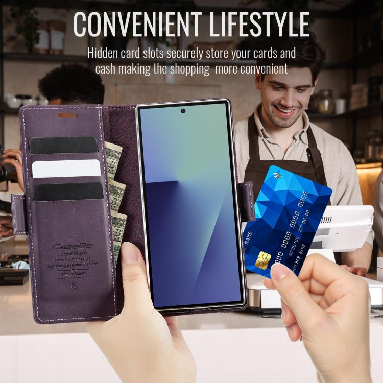 For Samsung Galaxy Z Fold7 5G CaseMe 033 Calf Leather Lining Microfibre RFID Blocking Phone Case