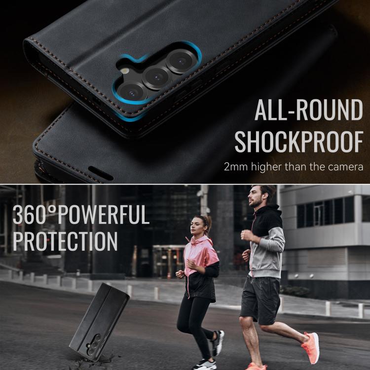 For Galaxy S25 FE 5G CaseMe 033 Calf Leather Lining Microfibre RFID Blocking Phone Case