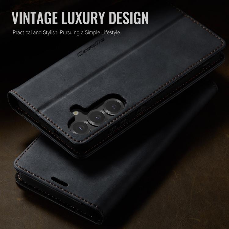 For Galaxy S25 FE 5G CaseMe 033 Calf Leather Lining Microfibre RFID Blocking Phone Case