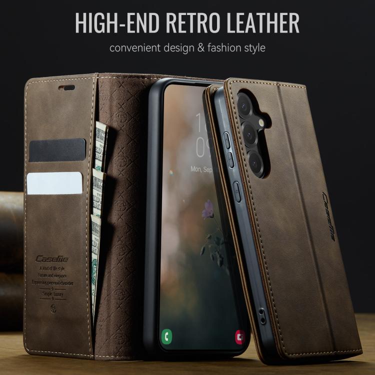 For Galaxy S25 FE 5G CaseMe 033 Calf Leather Lining Microfibre RFID Blocking Phone Case