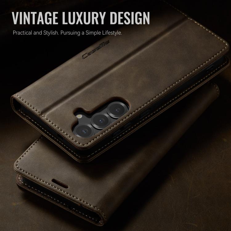 For Galaxy S25 FE 5G CaseMe 033 Calf Leather Lining Microfibre RFID Blocking Phone Case