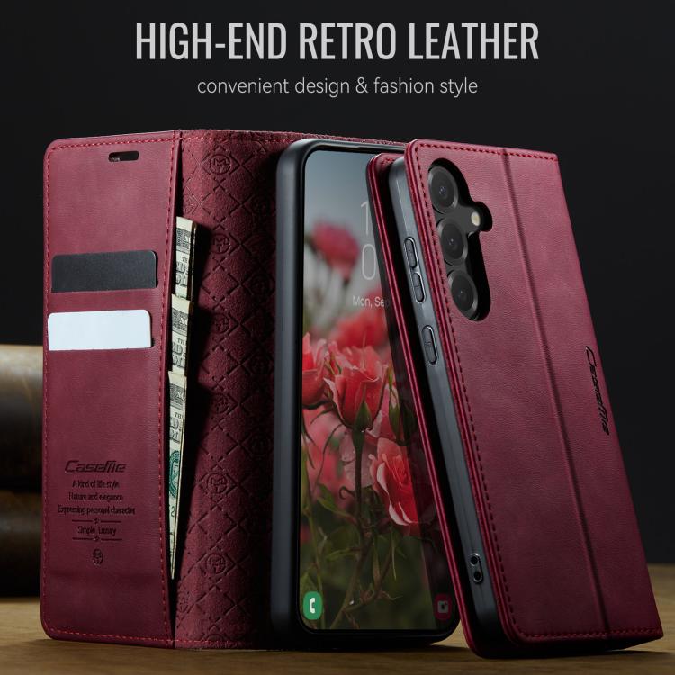 For Galaxy S25 FE 5G CaseMe 033 Calf Leather Lining Microfibre RFID Blocking Phone Case