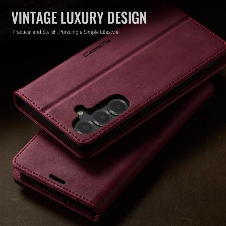 For Galaxy S25 FE 5G CaseMe 033 Calf Leather Lining Microfibre RFID Blocking Phone Case
