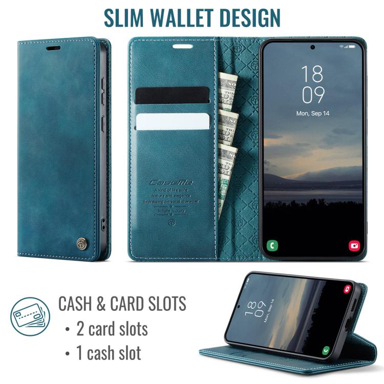 For Galaxy S25 FE 5G CaseMe 033 Calf Leather Lining Microfibre RFID Blocking Phone Case