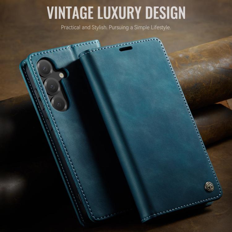 For Galaxy S25 FE 5G CaseMe 033 Calf Leather Lining Microfibre RFID Blocking Phone Case