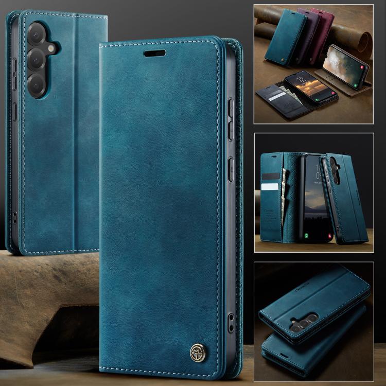 For Galaxy S25 FE 5G CaseMe 033 Calf Leather Lining Microfibre RFID Blocking Phone Case
