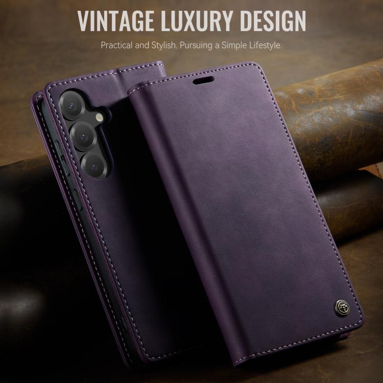 For Galaxy S25 FE 5G CaseMe 033 Calf Leather Lining Microfibre RFID Blocking Phone Case