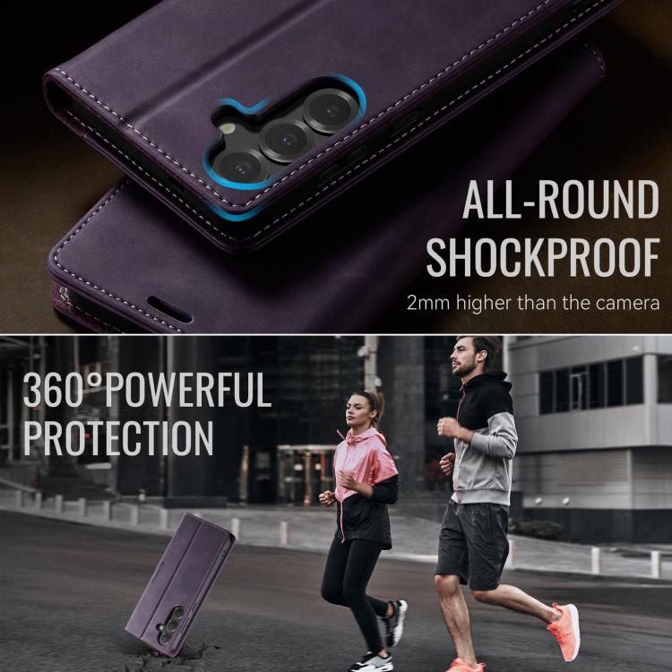 For Galaxy S25 FE 5G CaseMe 033 Calf Leather Lining Microfibre RFID Blocking Phone Case